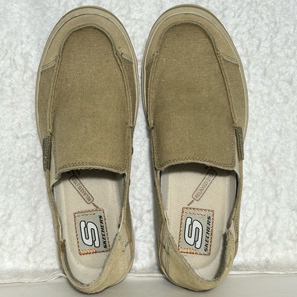 Skechers Merric Mens Sand Canvas Planted Slip On Casual Shoes Sz M 7 W 9.5 - Picture 5 of 11